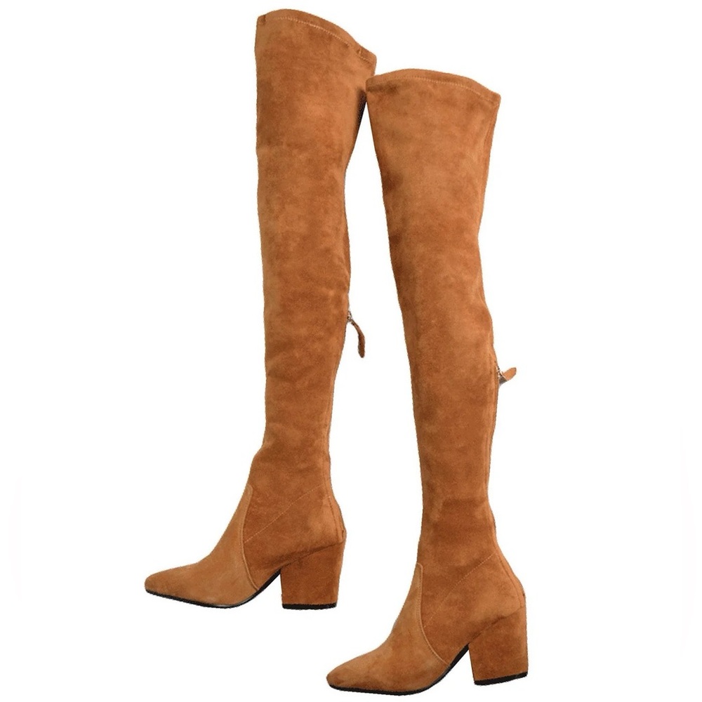 Marlo Tan Over The Knee Suede Leather Boots